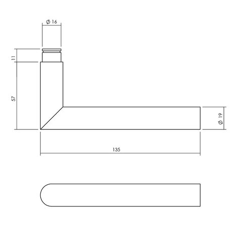 Intersteel Kruk-espagnolet zwart rechts Hoek 90 graden met stangenset 2 X 1245mm