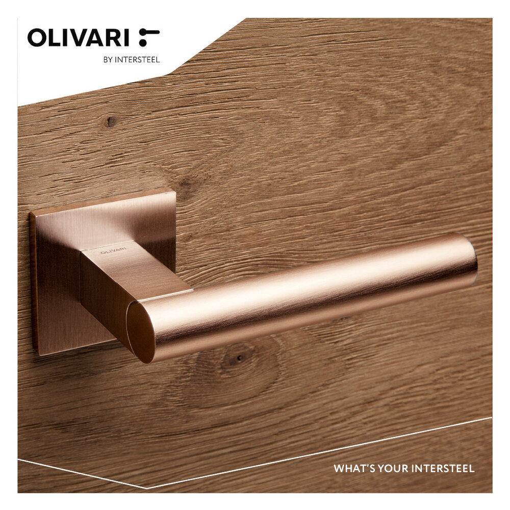 Olivari Deurklink Euclide Q op rozet koper mat titaan PVD Olivari Deurklink Euclide Q op rozet koper mat titaan PVD