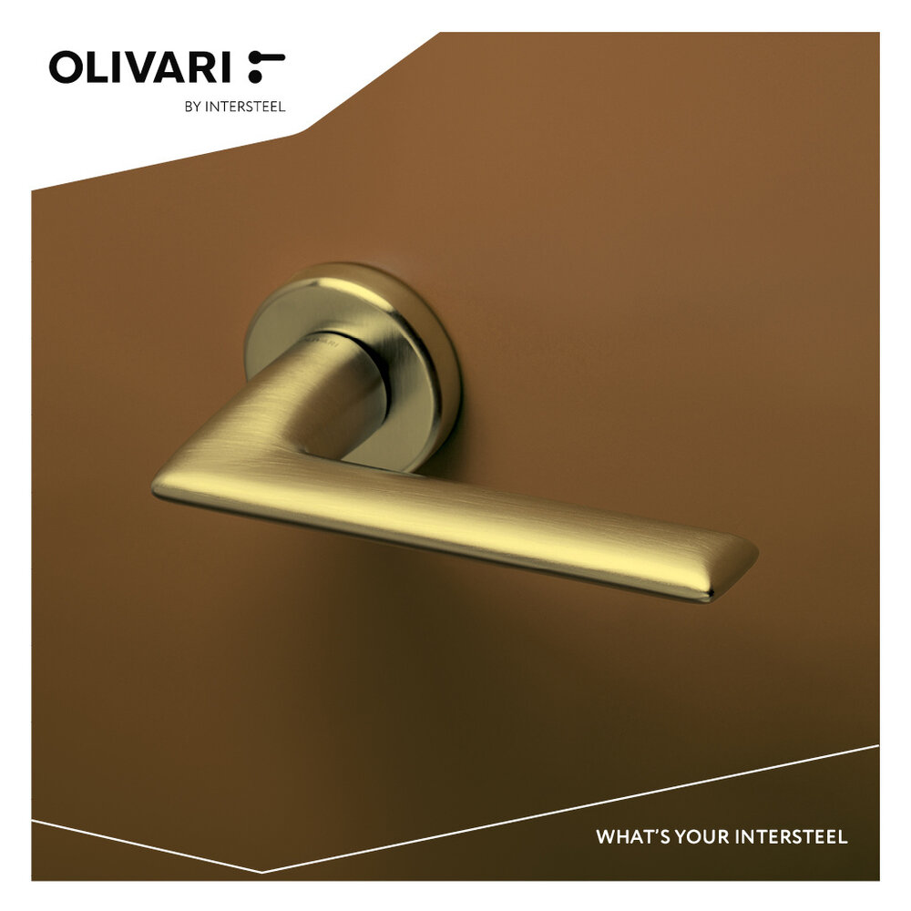 Olivari Deurklink Tecno op rozet messing mat titaan PVD Olivari Deurklink Tecno op rozet messing mat titaan PVD