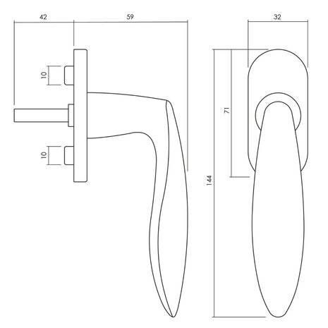 Olivari Raamsluiting Onda messing titaan PVD