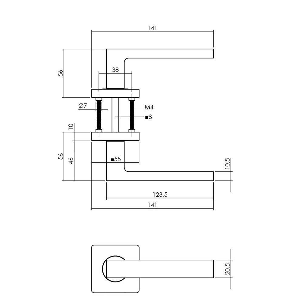 Intersteel Deurklink Hera op vierkant rozet mat zwart
