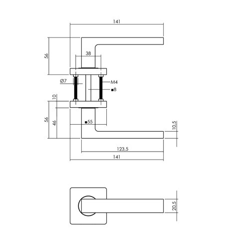 Intersteel Deurklink Hera op vierkant rozet mat zwart