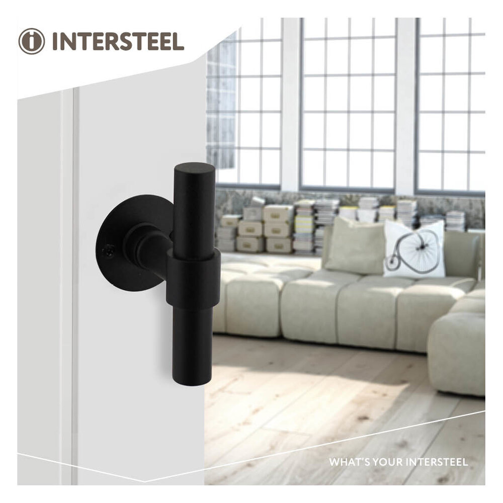 Intersteel Deurklink L/T-model met rozet 2mm RVS/zwart