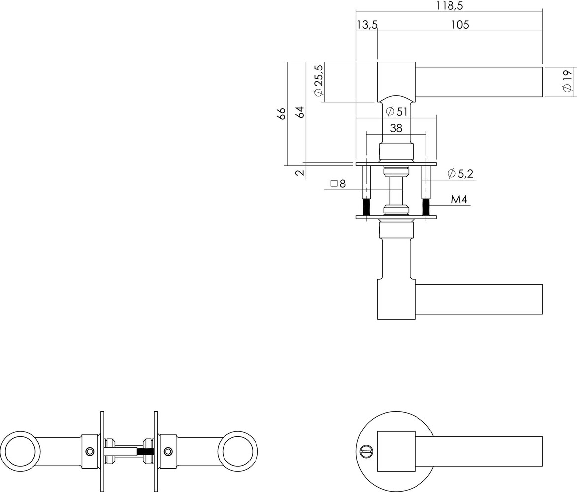 Intersteel Deurklink L/L-model met rozet 2mm RVS/zwart Intersteel Deurklink L/L-model met rozet 2mm RVS/zwart