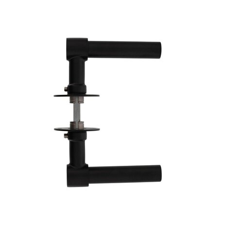 Intersteel Deurklink L/L-model met rozet 2mm RVS/zwart Intersteel Deurklink L/L-model met rozet 2mm RVS/zwart