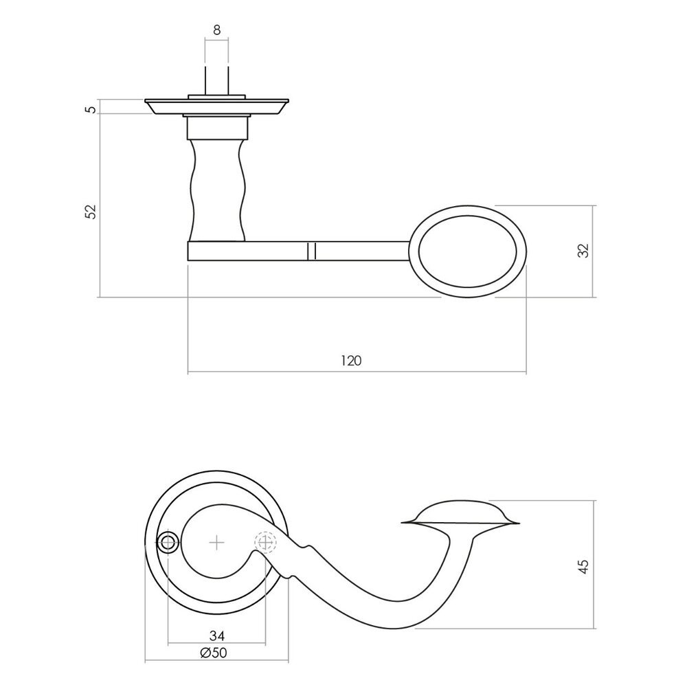 Intersteel Deurklink Posthoorn met rozet schroefgat mat zwart
