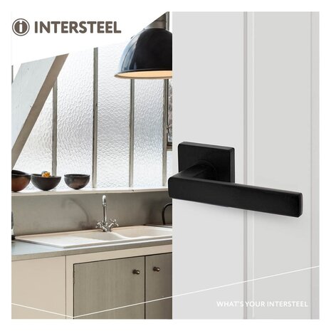 Intersteel Deurklink Hera op vierkant rozet mat zwart Intersteel Deurklink Hera op vierkant rozet mat zwart