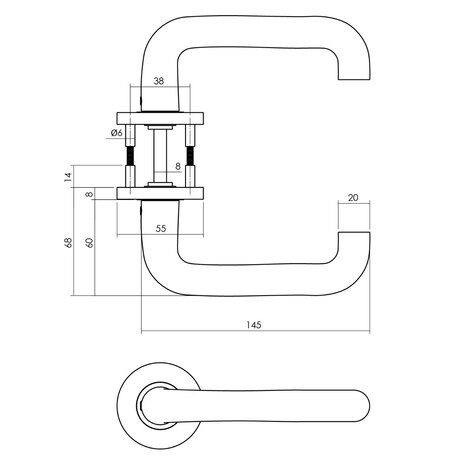 Intersteel Deurklink Rond op rozet aluminium zwart