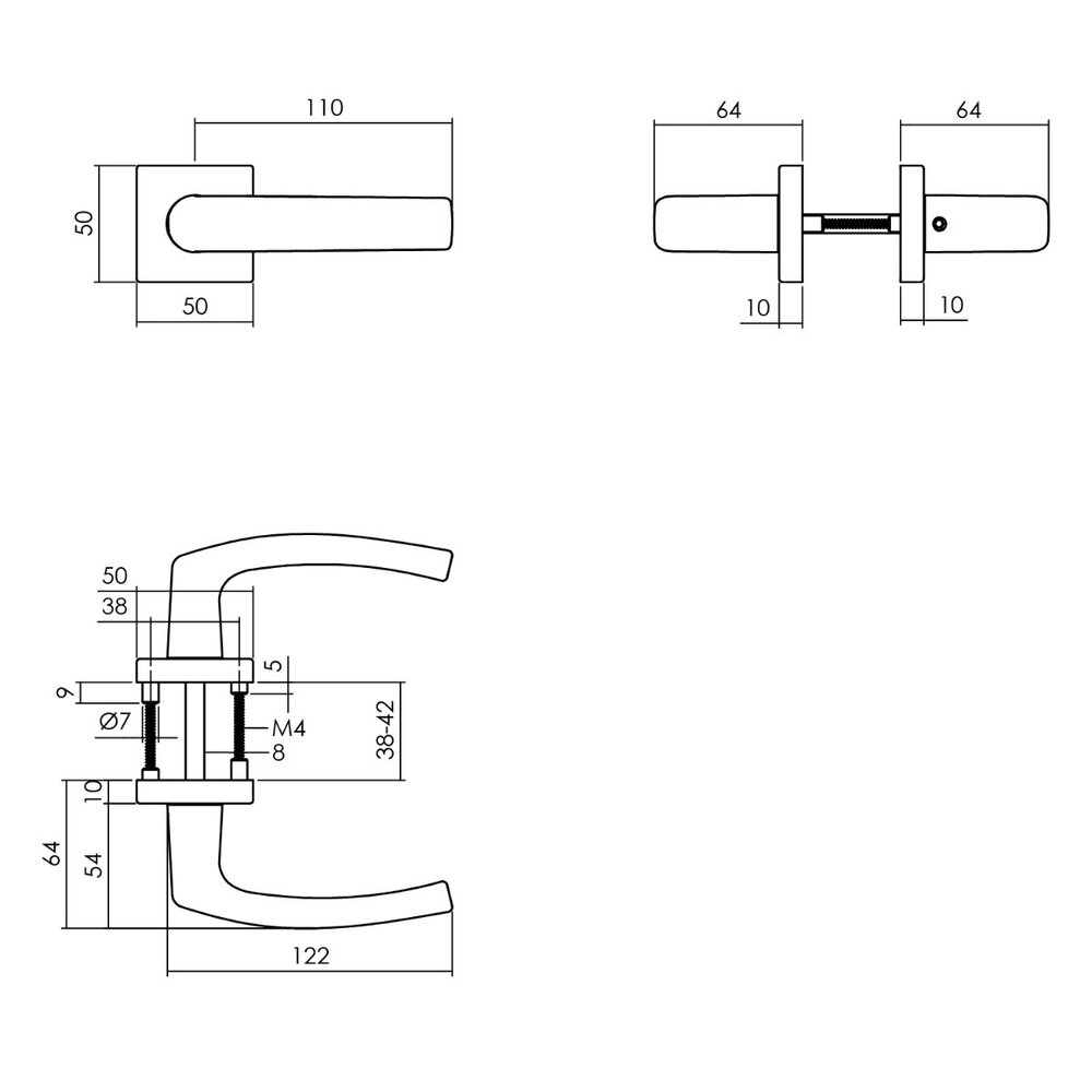 Intersteel Deurklink Denham op rozet aluminium zwart