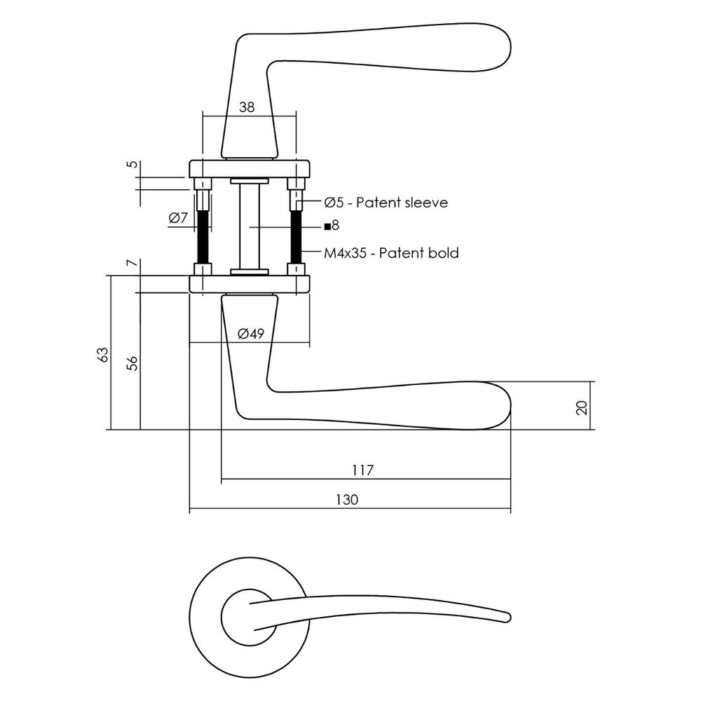 Intersteel Deurklink zwart Zaia met rozet