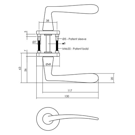 Intersteel Deurklink zwart Zaia met rozet