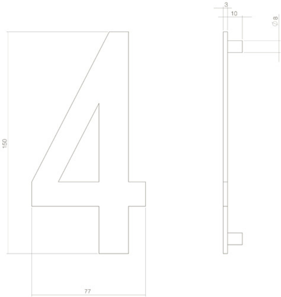 Intersteel Huisnummer 4 hoogte 15 cm RVS/mat zwart Intersteel Huisnummer 4 hoogte 15 cm RVS/mat zwart