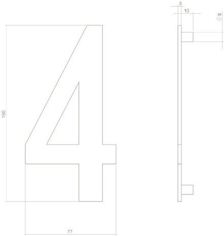 Intersteel Huisnummer 4 hoogte 15 cm RVS/mat zwart Intersteel Huisnummer 4 hoogte 15 cm RVS/mat zwart