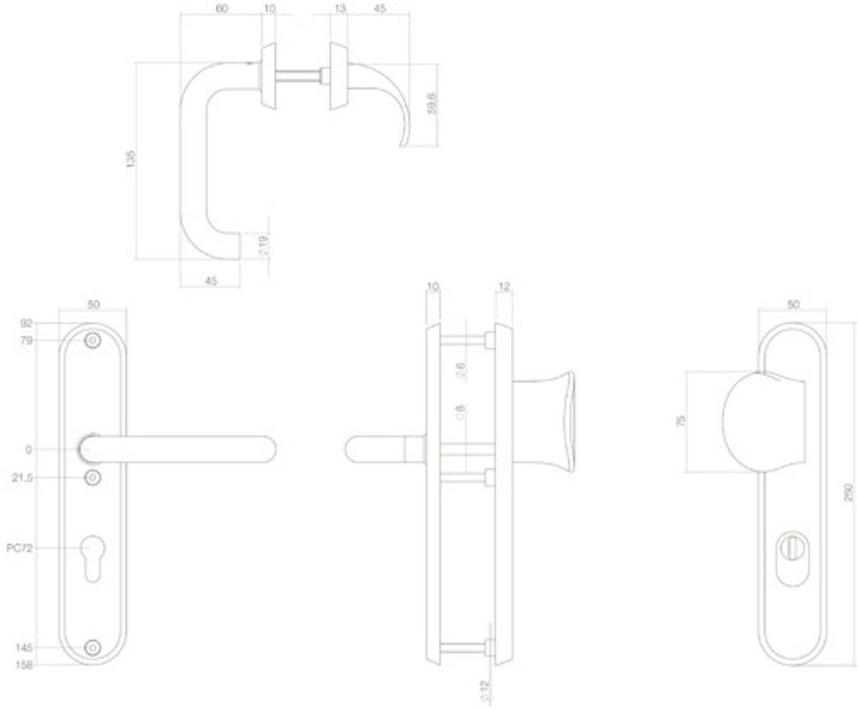 Intersteel Voordeurbeslag SKG3 72mm kerntrekbeveiliging zwart RVS Intersteel Voordeurbeslag SKG3 72mm kerntrekbeveiliging zwart RVS