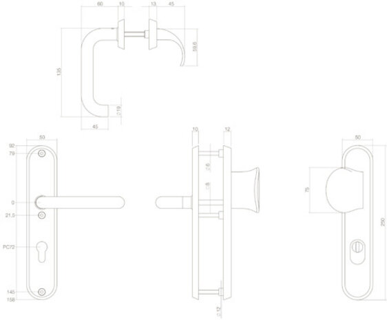 Intersteel Voordeurbeslag SKG3 72mm kerntrekbeveiliging zwart RVS Intersteel Voordeurbeslag SKG3 72mm kerntrekbeveiliging zwart RVS