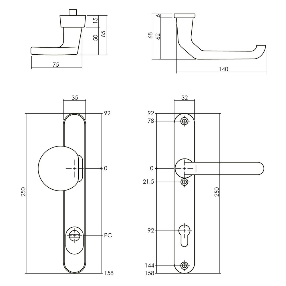 Intersteel Veiligheidsbeslag SKG3 ovaal smal schild kerntrekbeveiliging 92mm zwart aluminium voordeurbeslag