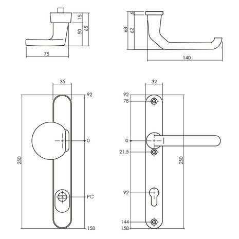 Intersteel Veiligheidsbeslag SKG3 ovaal smal schild kerntrekbeveiliging 92mm zwart aluminium voordeurbeslag