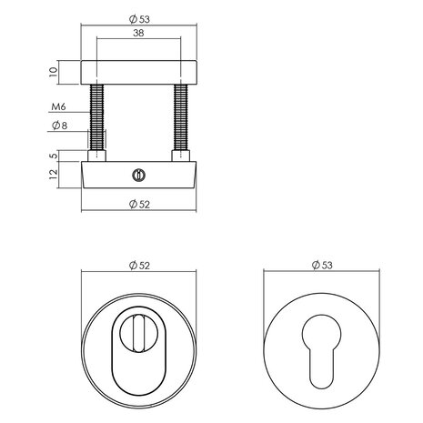 Intersteel Voordeurset veiligheidsbeslag SKG3 rond rozet kerntrekbeveiliging zwart RVS Intersteel Voordeurset veiligheidsbeslag SKG3 rond rozet kerntrekbeveiliging zwart RVS