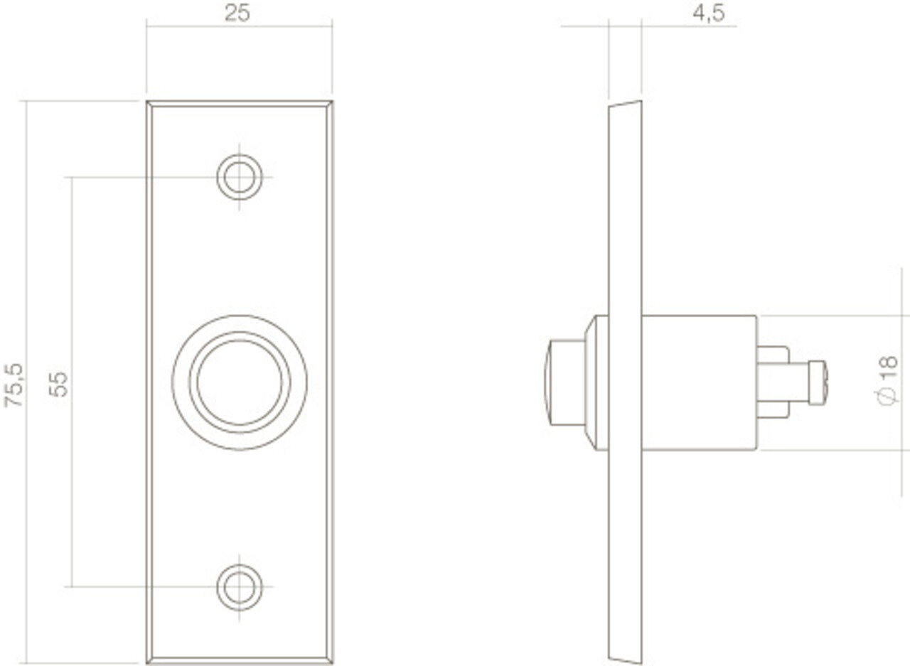 Intersteel Deurbel rechthoekig smal messing getrommeld Intersteel Deurbel rechthoekig smal messing getrommeld