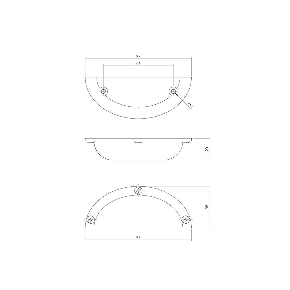 Intersteel Komgreep 64/94mm messing antiek