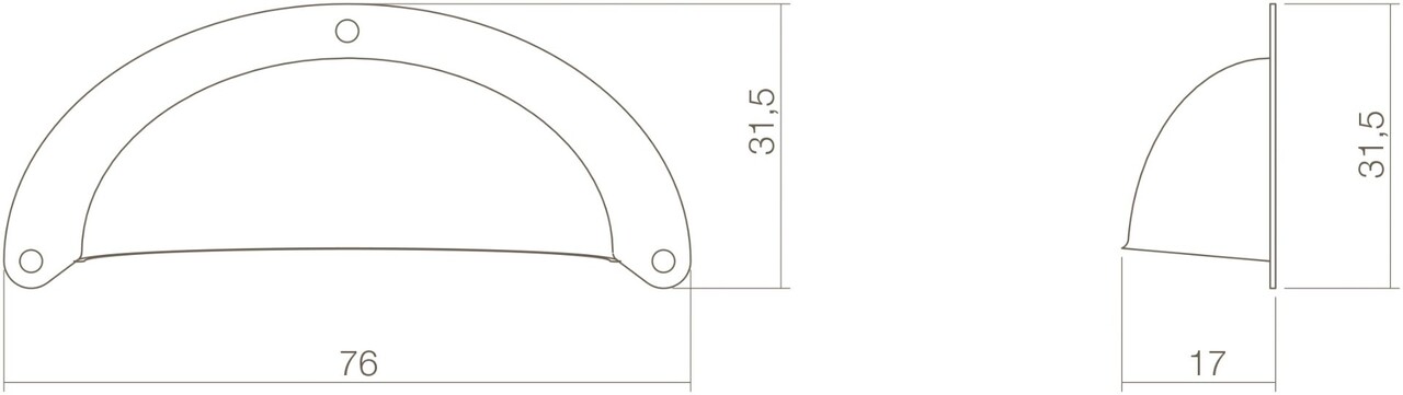 Intersteel Komgreep messing geperst antiek klein