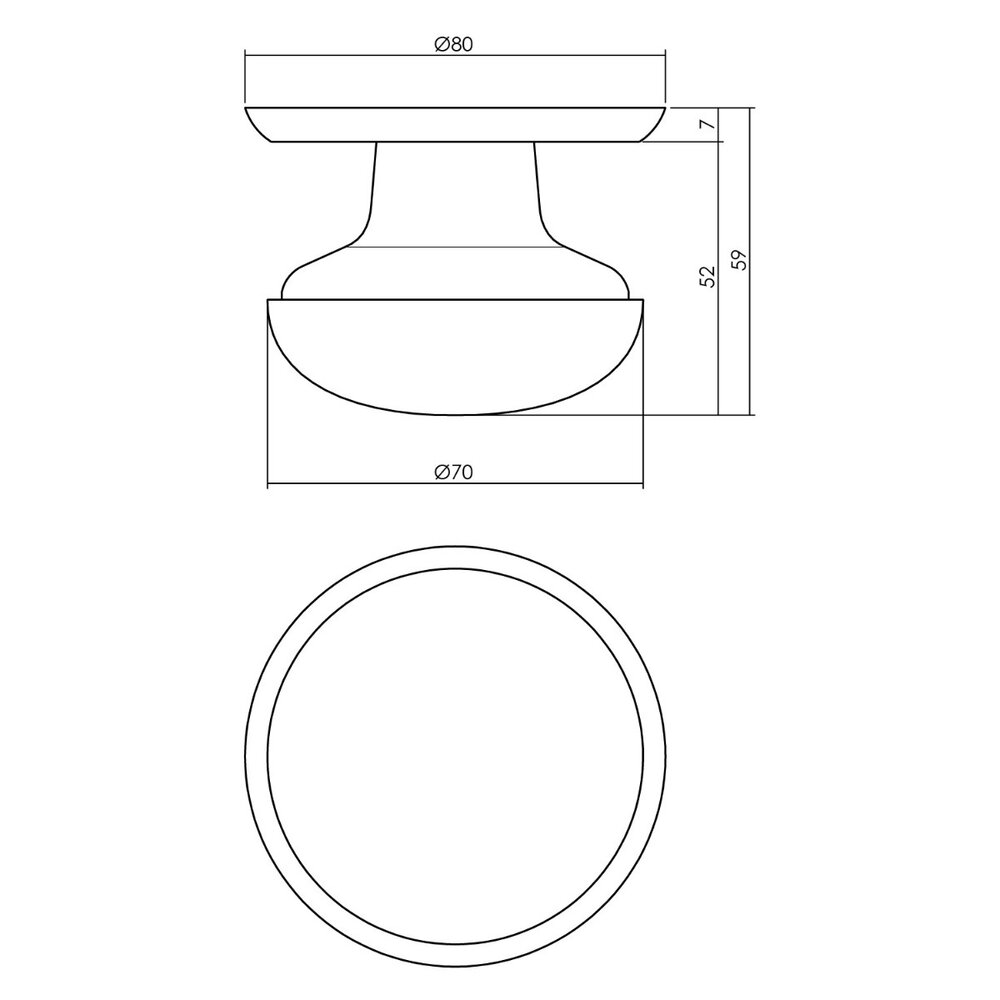 Intersteel Deurknop vast zwaar messing ongelakt Intersteel Deurknop vast zwaar messing ongelakt
