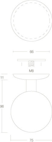 Intersteel Deurknop bol 75mm eenzijdige montage geborsteld RVS