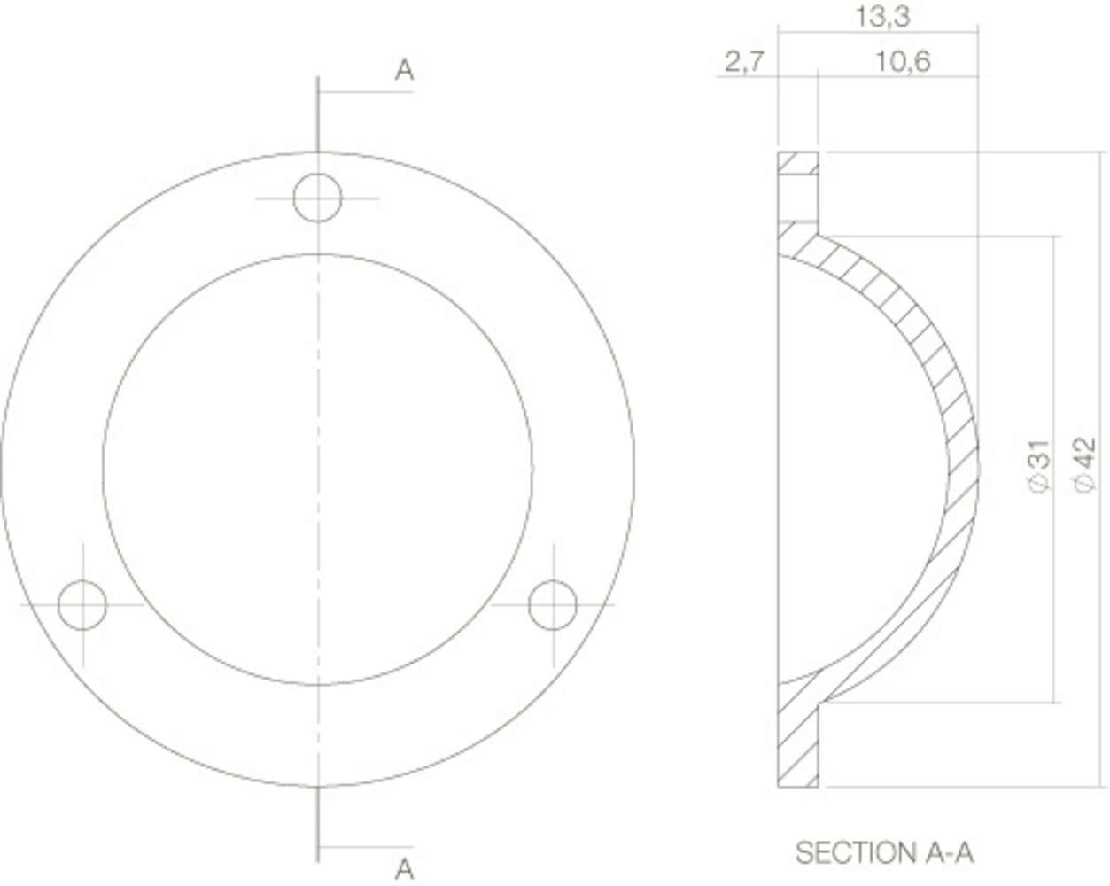 Intersteel Afdekplaatje deurknop messing getrommeld