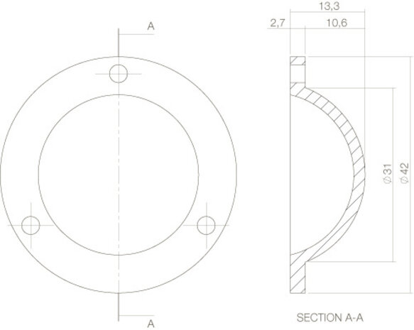 Intersteel Afdekplaatje deurknop messing getrommeld