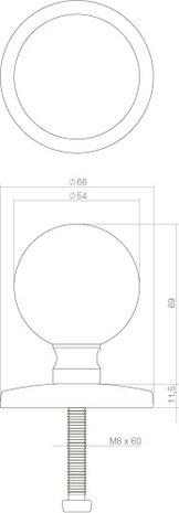 Intersteel Deurknop bolrond messing getrommeld