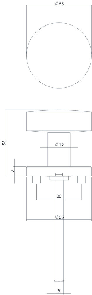 Intersteel Deurknop rond op rozet geborsteld RVS