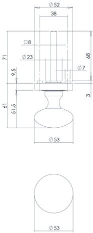 Intersteel Deurknop op rozet met ril nikkel mat Intersteel Deurknop op rozet met ril nikkel mat