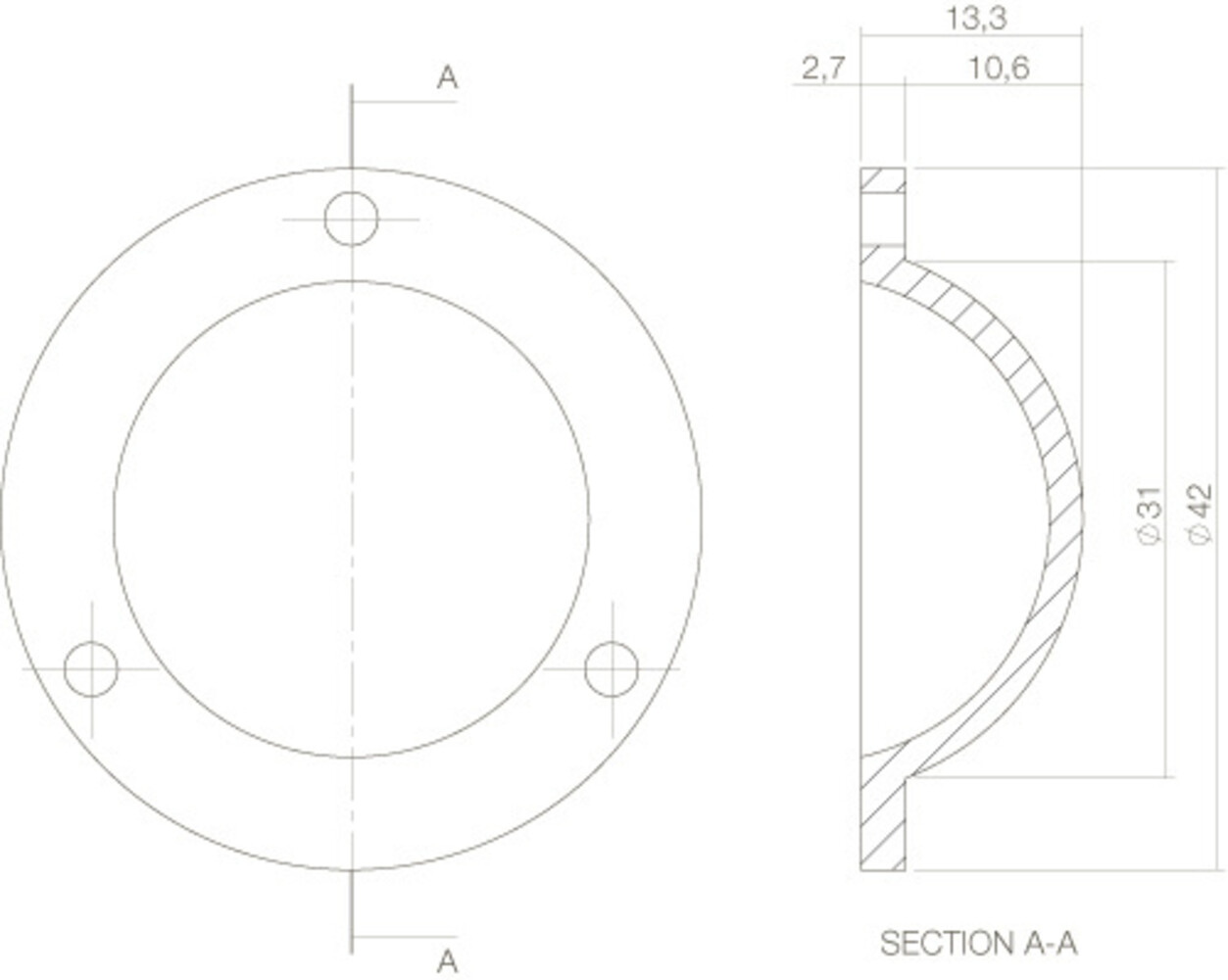 Intersteel Afdekplaatje deurknop messing ongelakt