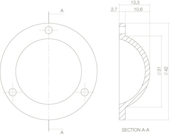 Intersteel Afdekplaatje deurknop messing ongelakt