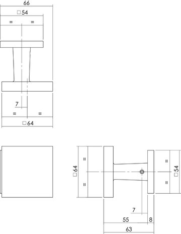 Intersteel Deurknop vast verkropt vierkant 64/54mm geborsteld RVS Intersteel Deurknop vast verkropt vierkant 64/54mm geborsteld RVS