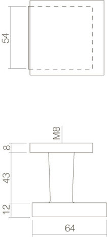 Intersteel  Deurknop vast verkropt vierkant mat zwart Intersteel  Deurknop vast verkropt vierkant mat zwart
