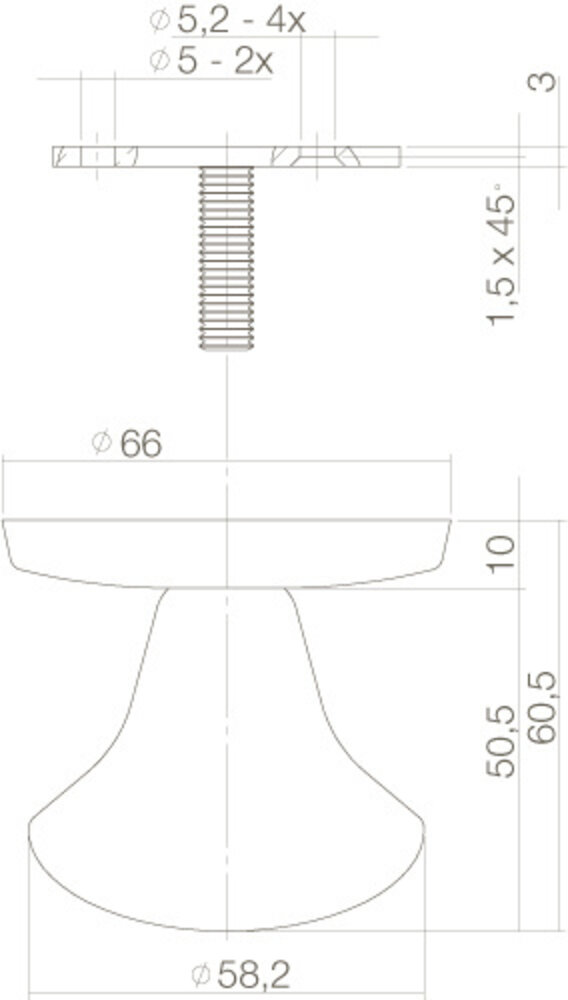 Intersteel Deurknop vast paddenstoel eenzijdige montage mat zwart Intersteel Deurknop vast paddenstoel eenzijdige montage mat zwart