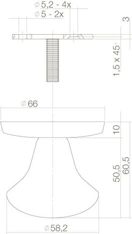 Intersteel Deurknop vast paddenstoel eenzijdige montage mat zwart Intersteel Deurknop vast paddenstoel eenzijdige montage mat zwart