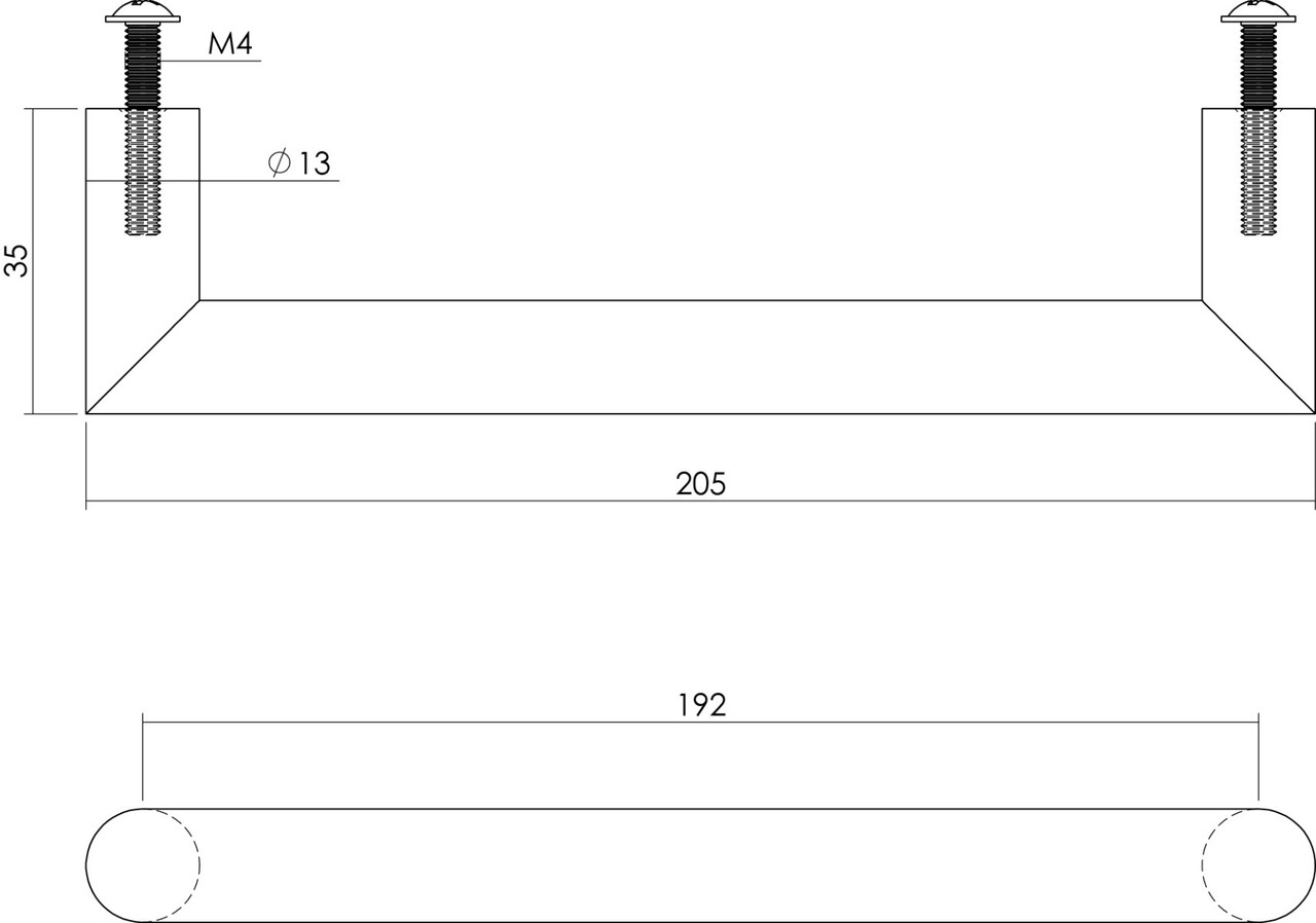 Intersteel Meubelgreep hoek rond 205mm geborsteld RVS Intersteel Meubelgreep hoek rond 205mm geborsteld RVS