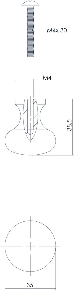 Intersteel Meubelknop 35mm smeedijzer zwart