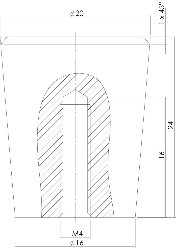 Intersteel Meubelknop 20mm conisch geborsteld RVS