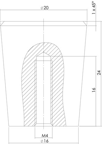Intersteel Meubelknop 20mm conisch geborsteld RVS
