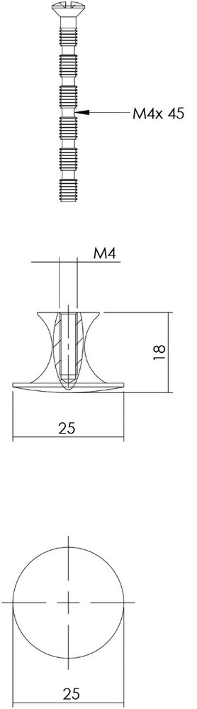 Intersteel Meubelknop glad 25mm messing antiek