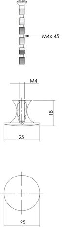 Intersteel Meubelknop glad 25mm messing antiek