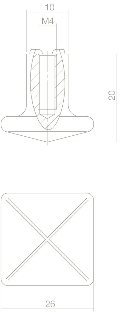 Intersteel Meubelknop vierkant 26mm oud grijs