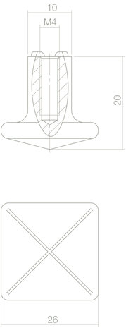 Intersteel Meubelknop vierkant 26mm oud grijs
