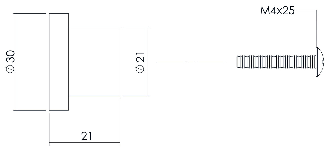 Intersteel Meubelknop 30mm plat geborsteld RVS