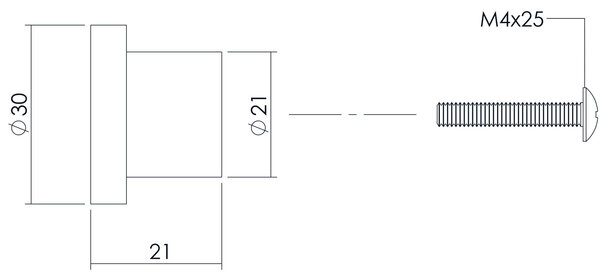 Intersteel Meubelknop 30mm plat geborsteld RVS