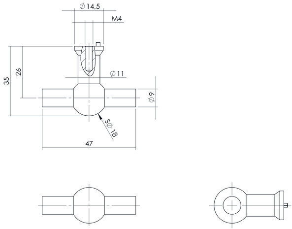 Intersteel Meubelknop T-vorm 18mm recht geborsteld RVS Intersteel Meubelknop T-vorm 18mm recht geborsteld RVS