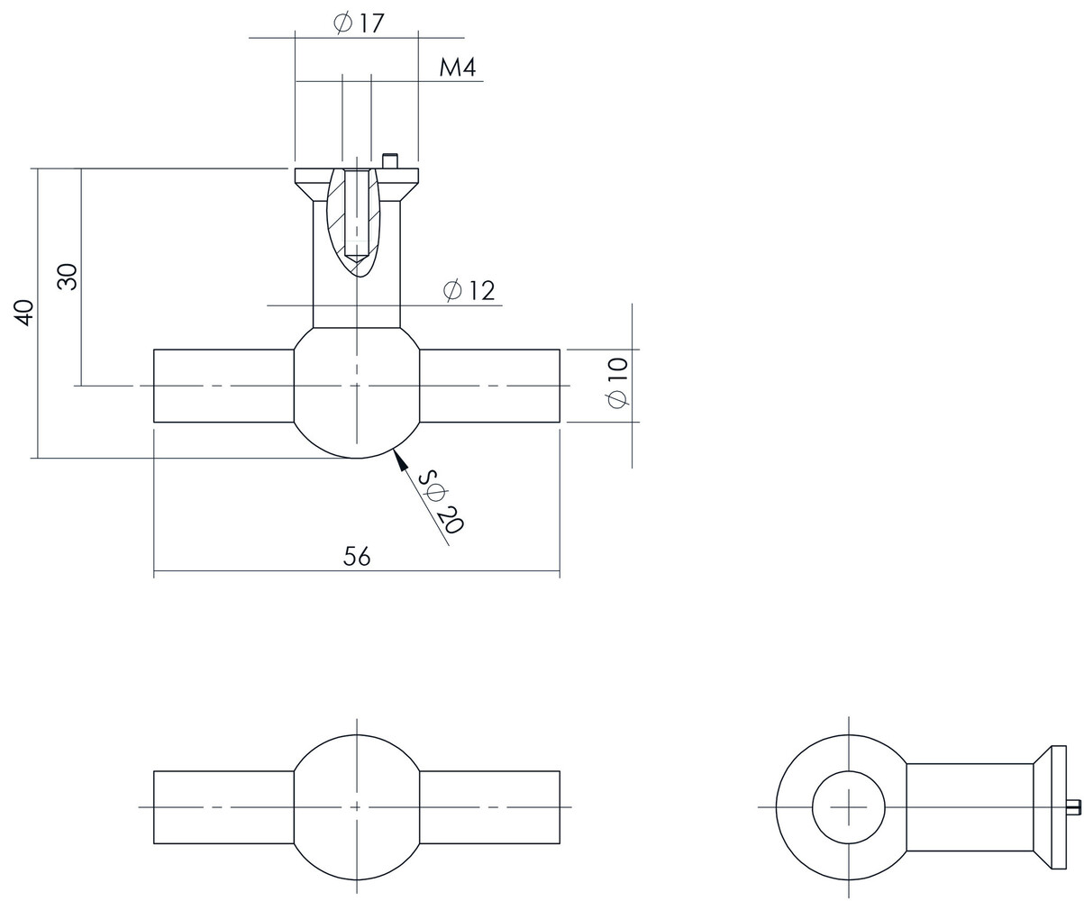 Intersteel Meubelknop T-vorm 20mm recht geborsteld RVS Intersteel Meubelknop T-vorm 20mm recht geborsteld RVS